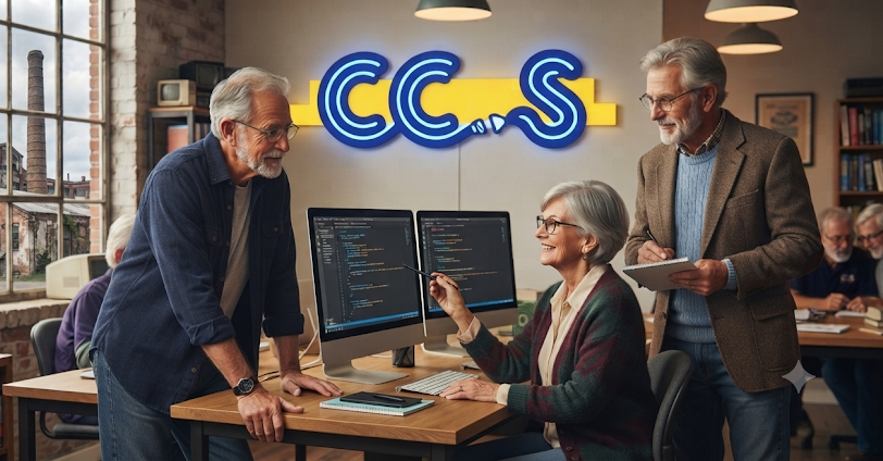 Senioren lernen gemeinsam am Computer